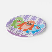 おもしろいカラフルモンスターズパーソナライズされた子供の誕生日 ペーパープレート (アングル)