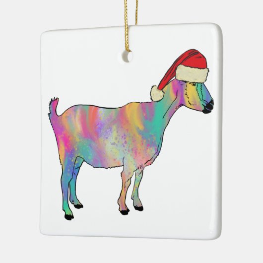 おもしろいカラフルヤギのクリスマスファームアート動物 セラミックオーナメント (左)
