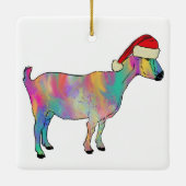 おもしろいカラフルヤギのクリスマスファームアート動物 セラミックオーナメント (裏面)