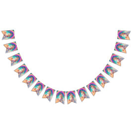 おもしろいカラフルユニコーンをテーマにしたハッピーバースデー バンティングフラッグ