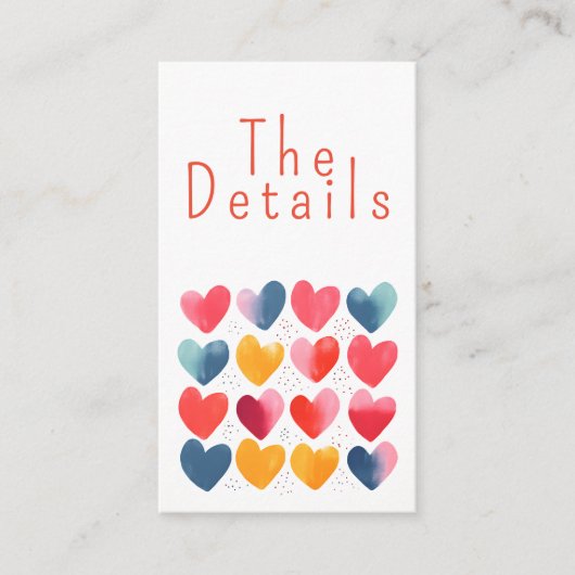 おもしろいカラフルラブ結婚ハートズ詳細 エンクロージャーカード (正面)