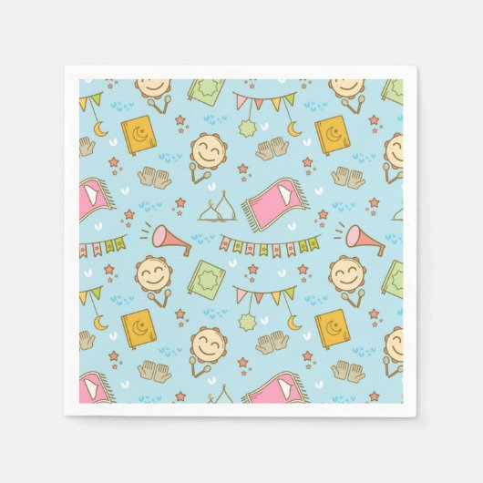 おもしろいカラフルラマダーン&イードパーティー スタンダードカクテルナプキン (正面)