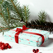 おもしろいカラフルララタイポグラフィパターングリーン ラッピングペーパー