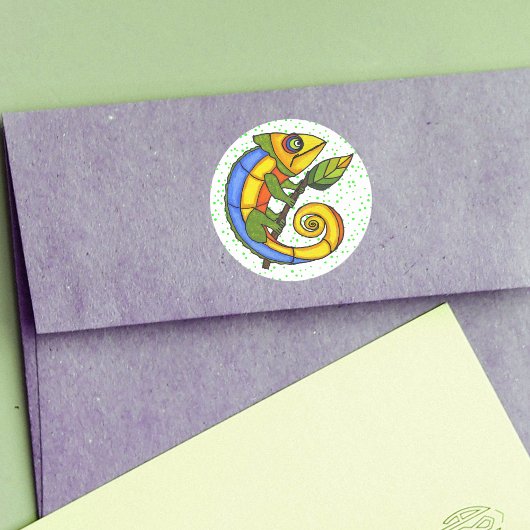 おもしろいカラフルリザードドット ラウンドシール