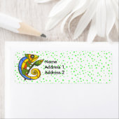 おもしろいカラフルリザードブランチグリーンドット ラベル (インサイチュ)