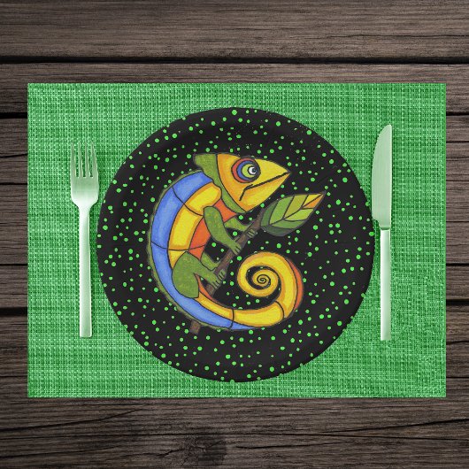 おもしろいカラフルリザードブランチドット ペーパープレート