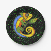 おもしろいカラフルリザードブランチドット ペーパープレート (正面)