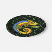 おもしろいカラフルリザードブランチドット ペーパープレート (アングル)