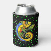 おもしろいカラフルリザードブランチドット 缶クーラー (缶正面)