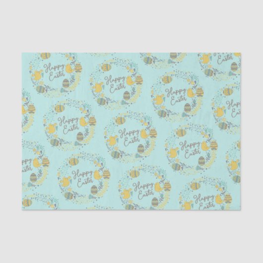 おもしろいカラフルリースうれしそうな雛の卵グリーティング 薄葉紙 (正面)