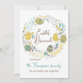 おもしろいカラフルリースイースターブランチ卵狩り 招待状 (正面)
