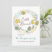 おもしろいカラフルリースイースターブランチ卵狩り 招待状 (スタンド正面)