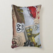 おもしろいカラフルルート66コラージパターン アクセントクッション (正面(垂直))