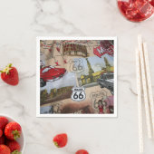 おもしろいカラフルルート66コラージパターン スタンダードカクテルナプキン (インサイチュ)