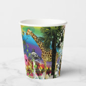 おもしろいカラフルレインボー動植物誕生日 紙コップ (裏面)