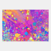 おもしろいカラフルレインボー(ばちゃばちゃ)跳ねる誕生日 ラッピングペーパーシート (正面)