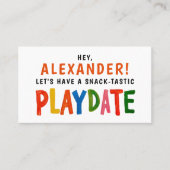 おもしろいカラフルレッドPlaydate Kidスクリプモダント 名刺 (正面)