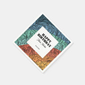 おもしろいカラフルレトログルーヴィレインボーフローラ誕生日 スタンダードカクテルナプキン (角)