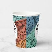 おもしろいカラフルレトログルーヴィレインボーフローラ誕生日 紙コップ (右)