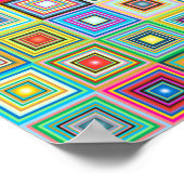 おもしろいカラフルレトロタイルパターン |ポスター ポスター (角)