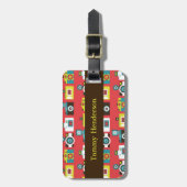 おもしろいカラフルレトロロモカメラパターン ラゲッジタグ (正面縦)