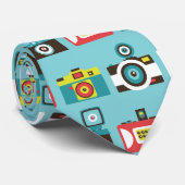 おもしろいカラフルレトロロモカメラパターン(青) ネクタイ (ロール)