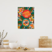 おもしろいカラフルレトロ夏熱フローラ ポスター (キッチン)