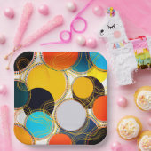 おもしろいカラフルレトロ抽象芸術フリーフォームパーティー9" ペーパープレート (パーティー)