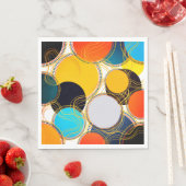 おもしろいカラフルレトロ抽象芸術フリーフォームパーティー スタンダードランチョンナプキン (インサイチュ)