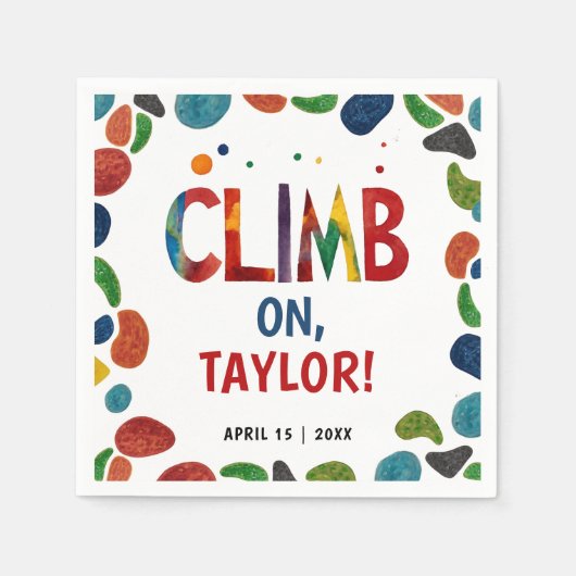 おもしろいカラフルロッククライムマウンテンアドベンチャー絵を描 スタンダードカクテルナプキン (正面)