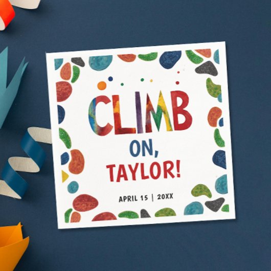 おもしろいカラフルロッククライムマウンテンアドベンチャー絵を描 スタンダードカクテルナプキン