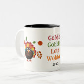 おもしろいカラフル七面鳥の感謝祭 ツートーンマグカップ (正面左)