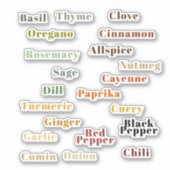 おもしろいカラフル人気があるキッチンスパイス シール (正面)