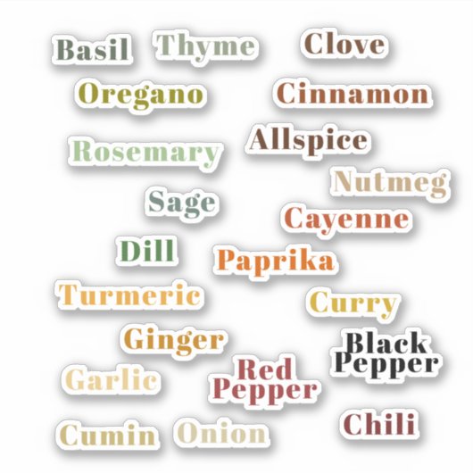 おもしろいカラフル人気があるキッチンスパイス シール (正面)