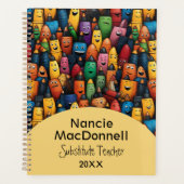 おもしろいカラフル先生引込みペンパターン プランナー手帳 (正面)