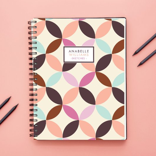 おもしろいカラフル円抽象芸術パターン ノートブック