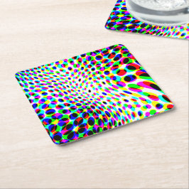 おもしろいカラフル円 スクエアペーパーコースター