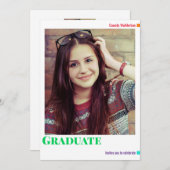 おもしろいカラフル写真の卒業 招待状 (正面/裏面)