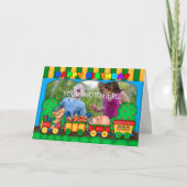 おもしろいカラフル写真の誕生日カード（玩具列車） カード (正面)