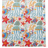 おもしろいカラフル動物のパターン シャワーカーテン (正面)