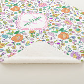 おもしろいカラフル可愛いフローラモノグラムベビーガール シェルパブランケット (3/4)