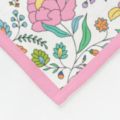 おもしろいカラフル可愛いフローラモノグラムベビーガール フリースブランケット (角)