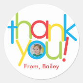 おもしろいカラフル子供の誕生日写真 ラウンドシール (正面)