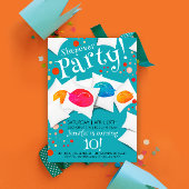 おもしろいカラフル寝返り猫スランバーパーティー枕 招待状