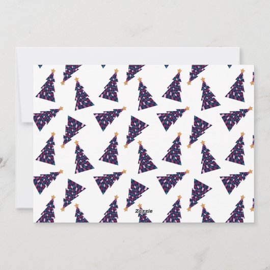 おもしろいカラフル市松模様にクリスマスツリー写真 シーズンカード (裏面)