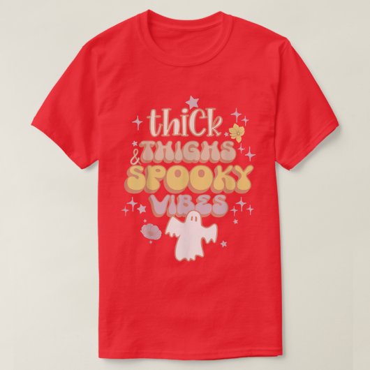 おもしろいカラフル幽霊太もも不気味も Tシャツ (デザイン正面)