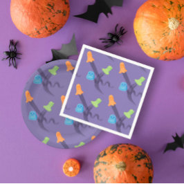 おもしろいカラフル幽霊,薄紫,ハローウィンパーティ スタンダードカクテルナプキン