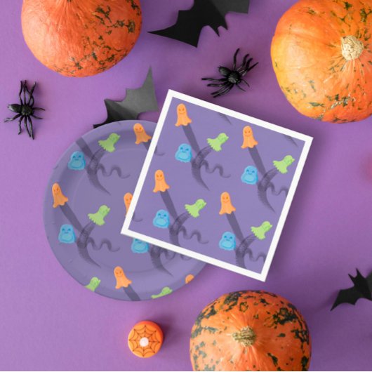 おもしろいカラフル幽霊,薄紫,ハローウィンパーティ スタンダードカクテルナプキン