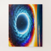 おもしろいカラフル惑星の上空の銀河の嵐宇宙 ジグソーパズル (縦)