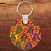 おもしろいカラフル感謝祭の七面鳥 キーホルダー (正面)